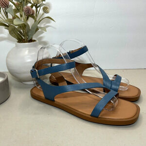 Madewell The Mabel Asymmetric-Strap Sandal Blue Women 9.5 NWOB NL857 Padded Sole